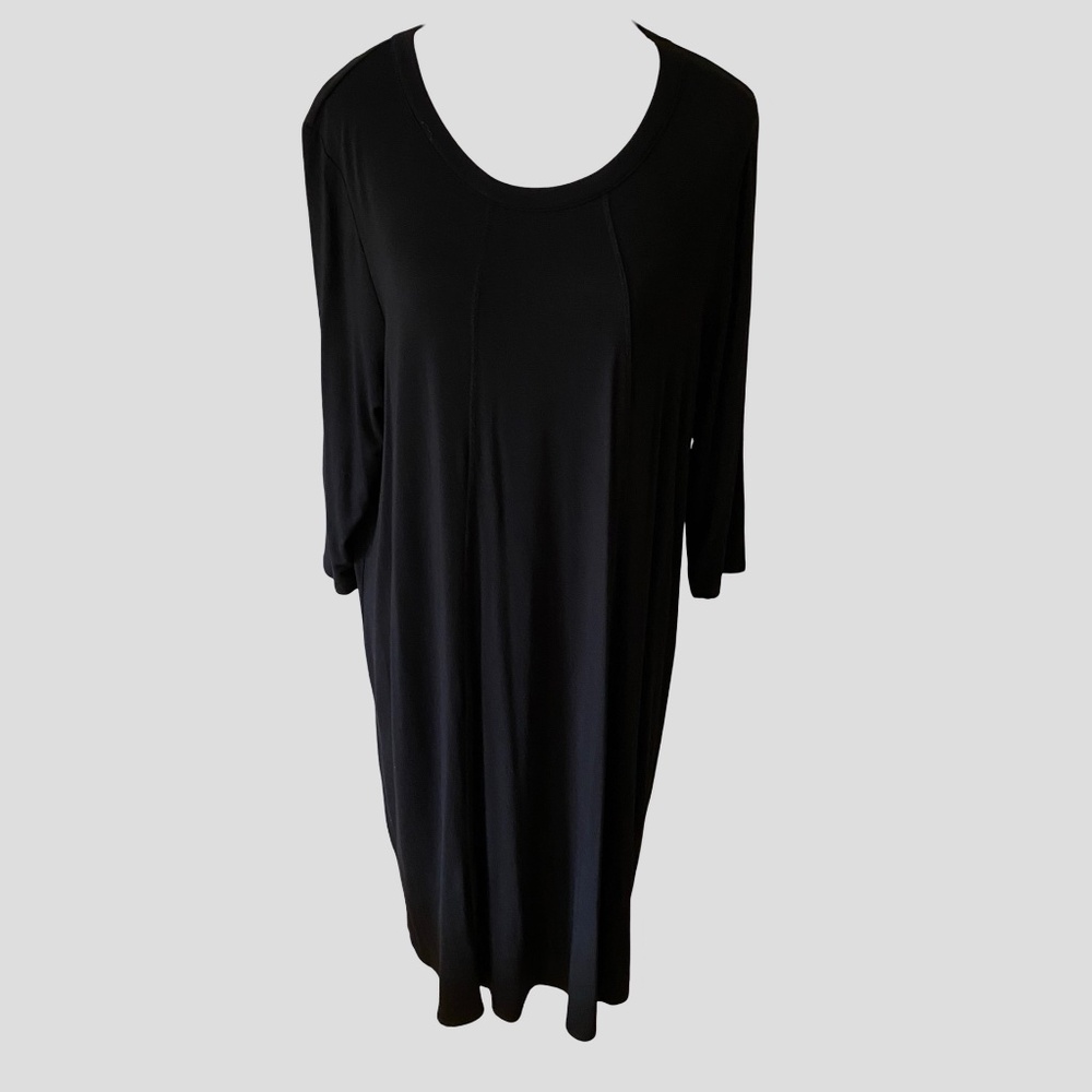 In Every Story Black Soft Jersey Knit  Lounge relaxed Midi Dress. Size 1X